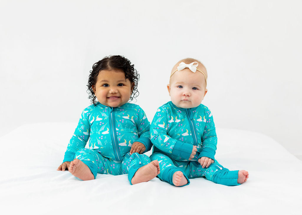 I'm Narwhally Sleepy - Blue - Long Sleeve Zipper Romper