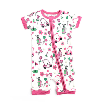 Gigi & Max: Lexi Pink Golf Bamboo Shortie Romper
