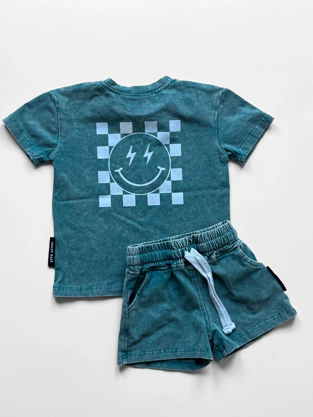 Smiley Daze: Smiley Acid Wash Short Set- TWO COLORS
